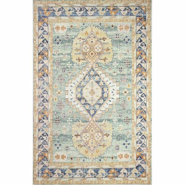 Bashian 5 ft. 1 in. x 7 ft. 6 in. Sorrento Collection Polypropylene Power Loom Area Rug, Light Green S236-LGN-5X7.6-SR705